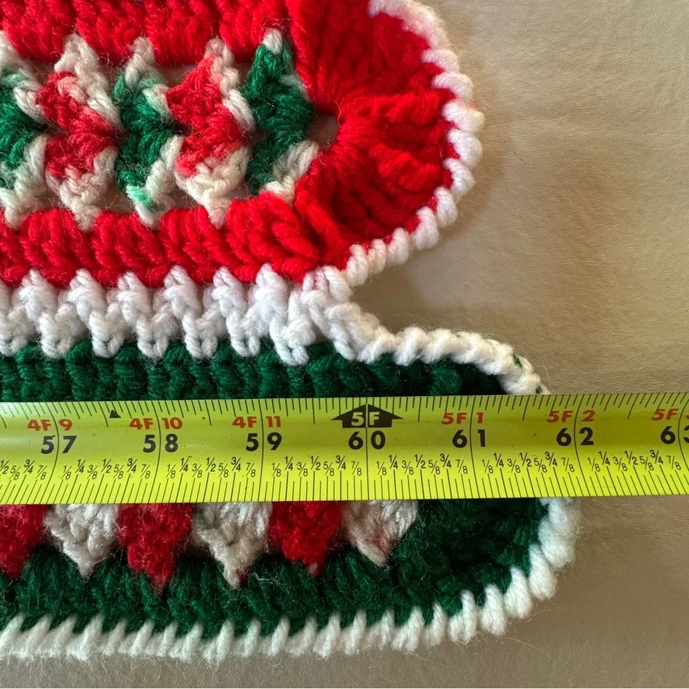 Hand-Crocheted Holiday Scalloped Edge Afghan Blanket Throw (62” x 54”)